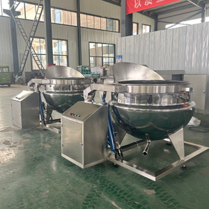 Eficiență ridicată, 200L/300L/400L, cu straturi duble, ceainic mare pentru carne electrică/abur, cu coș rotativ